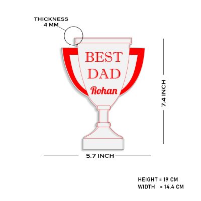 Best Dad Trophy Acrylic Night Lamp | Personalized with Name | Automatic Color Changing Light & On/Off Touch Button | USB Data Cable | Birthday Gift for Dad | Unique Gift for Father